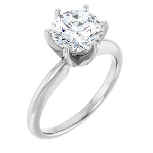 14K Witgoud 7.8-8.6 mm Rond 6-Prong Solitair Ring Montuur - Afbeelding 5