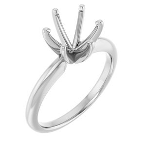 14K Witgoud 7.8-8.6 mm Rond 6-Prong Solitair Ring Montuur