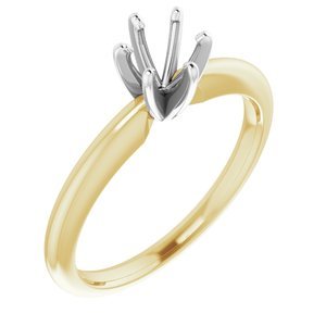 14K Geel/Witgoud 5-5.3 mm Rond 6-Prong Solitair Ring Montuur
