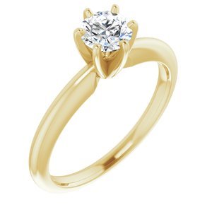 14K Geelgoud 5.4-5.7 mm Rond 6-Prong Solitair Ring Montuur - Afbeelding 5