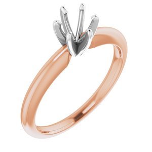 14K Rosé/Witgoud 5-5.3 mm Rond 6-Prong Solitair Ring Montuur