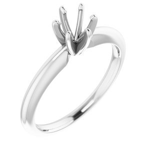 14K Witgoud 5-5.3 mm Rond 6-Prong Solitair Ring Montuur