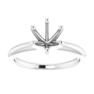 14K Witgoud 7.3-7.7 mm Rond 6-Prong Solitair Ring Montuur - Afbeelding 3