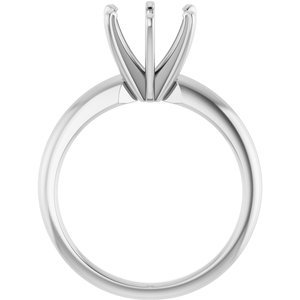 14K Witgoud 7.8-8.6 mm Rond 6-Prong Solitair Ring Montuur - Afbeelding 2