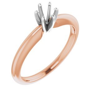 14K Rosé/Witgoud 4.2-4.9 mm Rond 6-Prong Solitair Ring Montuur