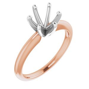 14K Rosé/Witgoud 7.3-7.7 mm Rond 6-Prong Solitair Ring Montuur