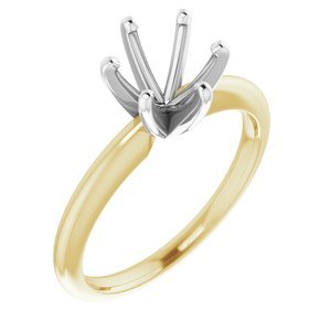 14K Geel/Witgoud 7.3-7.7 mm Rond 6-Prong Solitair Ring Montuur