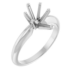 14K Witgoud 10x6 mm Peer 6-Prong Ring Montuur