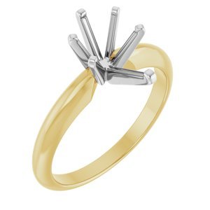 14K Geel/Witgoud 10x6 mm Peer 6-Prong Ring Montuur