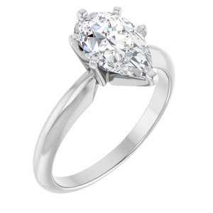 14K Geelgoud 8x5 mm Peer Zwaar 6-Prong Verlovings Ring Montuur