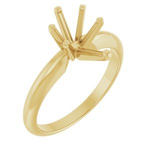 14K Geelgoud 10x6 mm Peer Zwaar 6-Prong Verlovings Ring Montuur