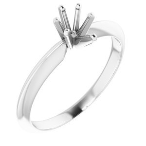 14K Witgoud 6x4 mm Peer Lichtgewicht 6-Prong Solitair Verlovings Ring Montuur