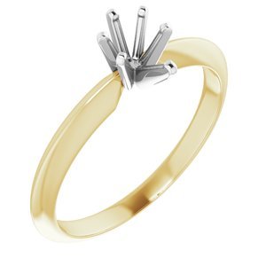 14K Geel/Witgoud 6x4 mm Peer Lichtgewicht 6-Prong Solitair Verlovings Ring Montuur
