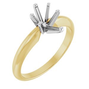 14K Geel/Witgoud 8.5x5 mm Peer 6-Prong Ring Montuur