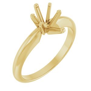 14K Geelgoud 8.5x5 mm Peer Zwaar 6-Prong Verlovings Ring Montuur