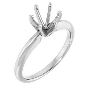 14K Witgoud 6-6.5 mm Rond 6-Prong Solitair Ring Montuur