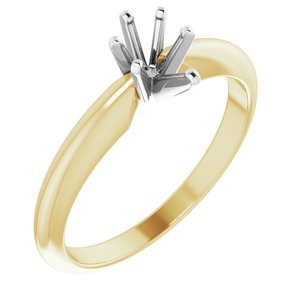 14K Geel/Witgoud 6x4 mm Peer 6-Prong Ring Montuur