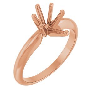 14K Roségoud 9x5.5 mm Peer Zwaar 6-Prong Verlovings Ring Montuur