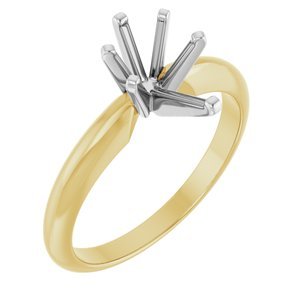 14K Geel/Witgoud 9x5.5 mm Peer 6-Prong Ring Montuur