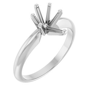 14K Witgoud 9x5.5 mm Peer Zwaar 6-Prong Verlovings Ring Montuur