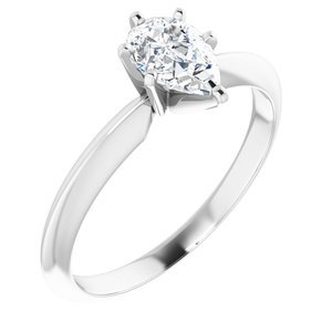 14K Witgoud 7x4.5 mm Peer Lichtgewicht 6-Prong Solitair Verlovings Ring Montuur - Afbeelding 5