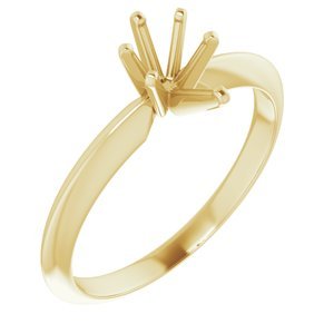 14K Geelgoud 7x4.5 mm Peer Lichtgewicht 6-Prong Solitair Verlovings Ring Montuur
