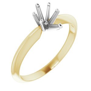 14K Geel/Witgoud 7x4.5 mm Peer Lichtgewicht 6-Prong Solitair Verlovings Ring Montuur