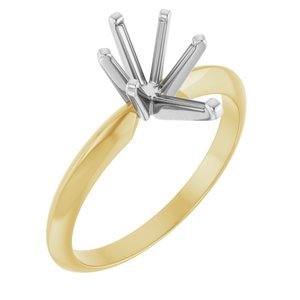 14K Geel/Witgoud 10x6 mm Peer Lichtgewicht 6-Prong Solitair Verlovings Ring Montuur