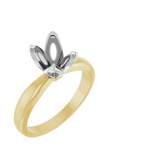 14K Geel/Witgoud 8.5x6.5 mm Ovaal 4-Prong Tulp-zetting Solitair Verlovings Ring
