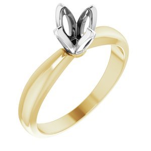 14K Geel/Witgoud 5.8-6.2 mm Rond 4-Prong Tulp-zetting Solitair Verlovings Ring Montuur