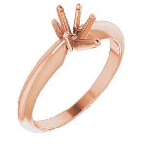 14K Roségoud 7x4.5 mm Peer Zwaar 6-Prong Verlovings Ring Montuur