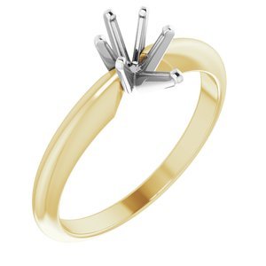 14K Geel/Witgoud 7x4.5 mm Peer 6-Prong Ring Montuur