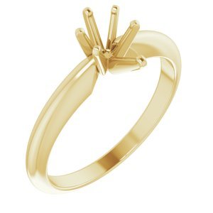 14K Geelgoud 7x4.5 mm Peer Zwaar 6-Prong Verlovings Ring Montuur
