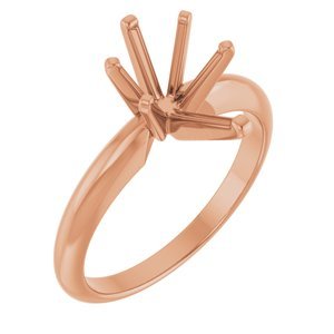 14K Roségoud 10.5x6.5 mm Peer Zwaar 6-Prong Verlovings Ring Montuur