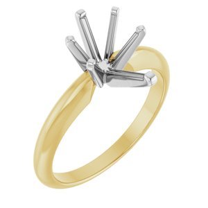 14K Geel/Witgoud 10.5x6.5 mm Peer 6-Prong Ring Montuur