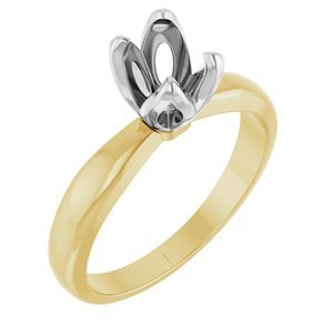 14K Geel/Witgoud 7x5 mm Ovaal 4-Prong Tulp-zetting Solitair Verlovings Ring