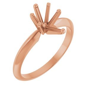 14K Roségoud 9x5.5 mm Peer Lichtgewicht 6-Prong Solitair Verlovings Ring Montuur