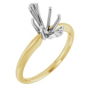 14K Geel & Witgoud 12x5.5 mm Marquise Solitair Verlovings Ring Montuur