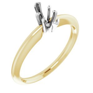 14K Geel & Witgoud 7.6x3.3 mm Marquise Solitair Verlovings Ring Montuur