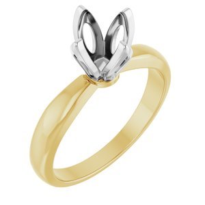14K Geel/Witgoud 6.3-6.6 mm Rond 4-Prong Tulp-zetting Solitair Verlovings Ring Montuur
