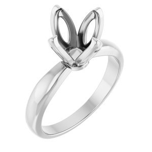 18K Witgoud 8.3-9 mm Rond 4-Prong Tulp-zetting Solitair Verlovings Ring Montuur
