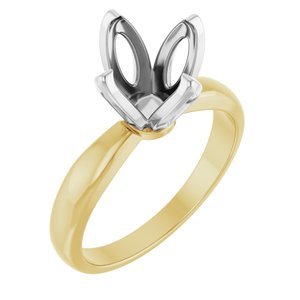 14K Geel/Witgoud 8.3-9 mm Rond 4-Prong Tulp-zetting Solitair Verlovings Ring Montuur