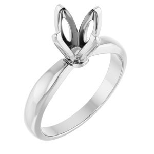 14K Witgoud 6.7-7 mm Rond 4-Prong Tulp-zetting Solitair Verlovings Ring Montuur
