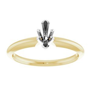 14K Geel & Witgoud 7x3 mm Marquise Solitair Verlovings Ring Montuur - Afbeelding 3