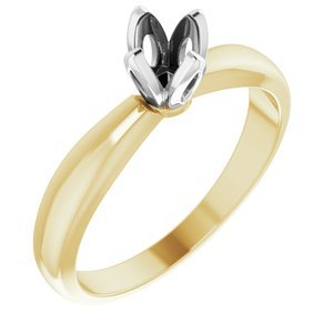 14K Geel/Witgoud 4.3-4.8 mm Rond 4-Prong Tulp-zetting Solitair Verlovings Ring Montuur