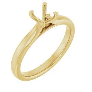 14K Geelgoud 5.2 mm Rond Solitair Verlovings Ring Montuur