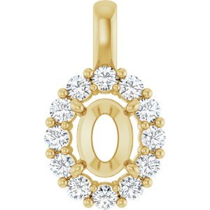 14K Geelgoud 8x6 mm Ovaal 5/8 CTW Natuurlijke Diamant Semi-Gezet Hanger