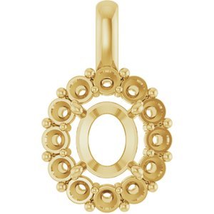 14K Geelgoud  12x10 mm Ovaal Hanger Montuur