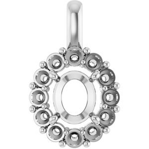 18K Witgoud  12x10 mm Ovaal Hanger Montuur