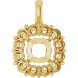 14K Geelgoud 9 mm Cushion Hanger Montuur